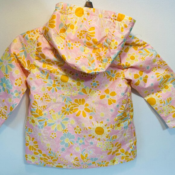 NEW Carter's 4T Girl's Hooded Raincoat/Jacket Lined Pink Yellow Teal Flowers - Picture 4 of 4